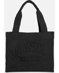 Ganni - Large Easy Recycled Canvas Tote Bag - Lyst