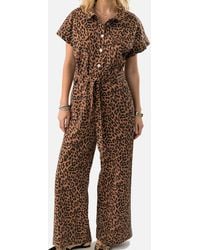 Lolly's Laundry - Mathilde Leopard-Print Denim Jumpsuit - Lyst
