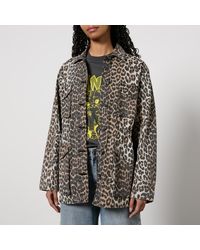 Ganni - Leopard-Print Canvas Jacket - Lyst
