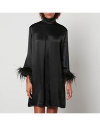 Sleeper - Party Shirt Feather-Trimmed Satin Dress - Lyst