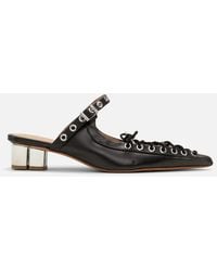 Ganni - Eyelets Lace-Up Oleatex Heeled Mules - Lyst