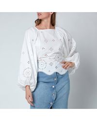 Ganni Broderie Anglaise Blouse - White