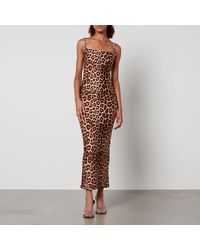 GOOD AMERICAN - Leopard-Print Stretch-Satin Maxi Dress - Lyst