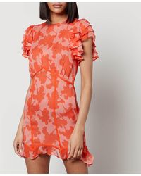 De La Vali - Octavia Floral-Print Chiffon Mini Dress - Lyst