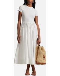 Polo Ralph Lauren - A-Line Cotton-Jersey And Poplin Dress - Lyst