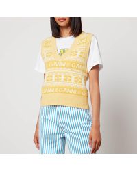 Ganni - Logo-Intarsia Wool-Blend Vest - Lyst