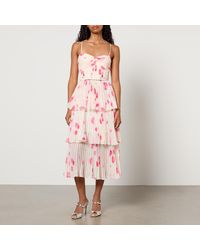 Self-Portrait - Floral-Print Chiffon Midi Dress - Lyst
