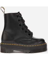 dr martens 1460 purple chrome flat ankle boots