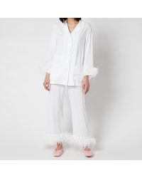 Sleeper Party Pajama Set With Double Feathers - White