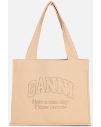 Ganni - Large Easy Recycled Canvas Tote Bag - Lyst