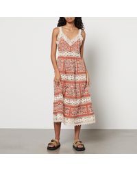 Sea - Joah Guipure Lace And Cotton Sleeveless Midi Dress - Lyst