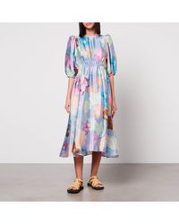 Stine Goya - Elizabeth Satin Midi Dress - Lyst