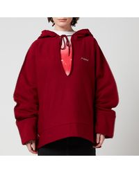 Marni Logo Pullover Hoodie - Red