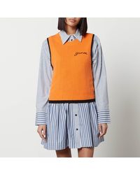 Ganni Merino Wool And Cashmere-blend Jumper Vest - Orange
