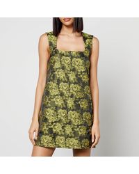 Ganni - Floral-Jacquard Mini Dress - Lyst