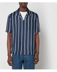 Ami Paris - Camp Collar Striped Silk Shirt - Lyst