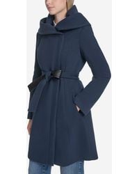 Cole Haan - Belted Asymmetrical Zip Front Twill Coat - Lyst