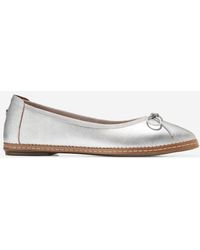 Cole Haan Leather Keira Ballet Flat in Soft Silver Leather 