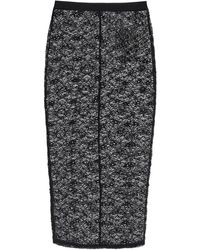 Alessandra Rich - Midi Skirt In Lace With Rhinestones - Lyst