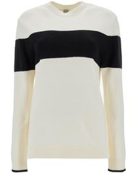 TOTEME - Crewneck Pullover With Contrasting Band - Lyst