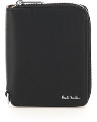 Paul Smith Straw-grain Leather Mini Zip-around Wallet - Black