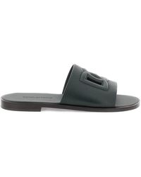 Dolce & Gabbana - Cut-out Logo Leather Slides - Lyst