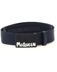 Alexander McQueen Cintura in tessuto 'mcqueen graffiti' di - Blu