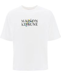 Maison Kitsuné - Logo-print Cotton T-shirt - Lyst