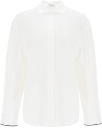 Brunello Cucinelli - Wide Sleeve Shirt With Shiny Cuff Details - Lyst