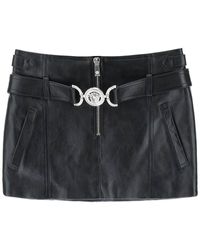 Versace - Medusa '95 Leather Mini Skirt - Lyst