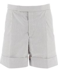 Thom Browne - Striped Shorts With Tricolor Details - Lyst