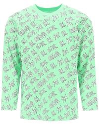 ERL - T Shirt A Manica Lunga 'Waffle' Con Stampa All Over - Lyst
