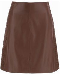 Weekend by Maxmara - Ocra Skirt In Nappa Leather With Braided Details - Lyst