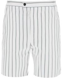 Ferragamo - Striped Cotton Blend Bermuda Shorts - Lyst
