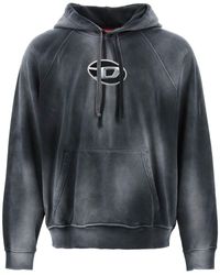 DIESEL - Hooded Sweatshirt With Oval Logo And D Cut - Lyst