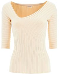 By Malene Birger - 'Ivena' Ribbed Top With Asymmetrical Neckline - Lyst