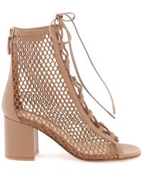 Gianvito Rossi - Open-Toe Mesh Ankle Boots With - Lyst