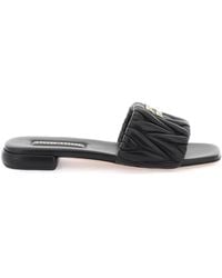 Miu Miu - Matelassé Nappa Leather Slides - Lyst