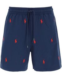 Polo Ralph Lauren Swimtrunks With Pony Embroidery - Blue