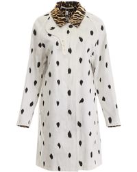 Burberry Dalmatian Print Car Coat - White