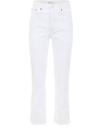 RE/DONE High Rise Stovepipe Jeans - White