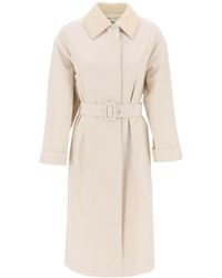 Fendi - Trench Coat With Removable Leather Collar - Lyst