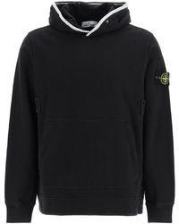 Stone Island Sweatshirt With Hoodie And Buttons S Cotton - Black