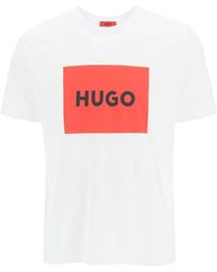 HUGO - T Shirt Dulive Con Box Logo - Lyst