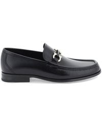 Ferragamo - Grained Leather Loafers With Gancini - Lyst