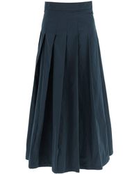 Max Mara Long Pleated Skirt - Blue