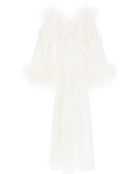 Art Dealer - 'bettina' Maxi Dress In Satin With Feathers - Lyst