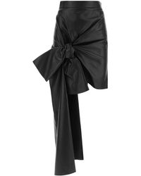 Alexander McQueen - Leather Skirt With Knotted Detail - Lyst