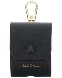 Paul Smith Signature Stripe Airpods Case Os Leather - Black