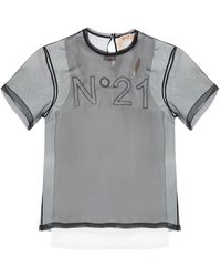 N°21 - N.21 Georgette T-shirt With Logo - Lyst